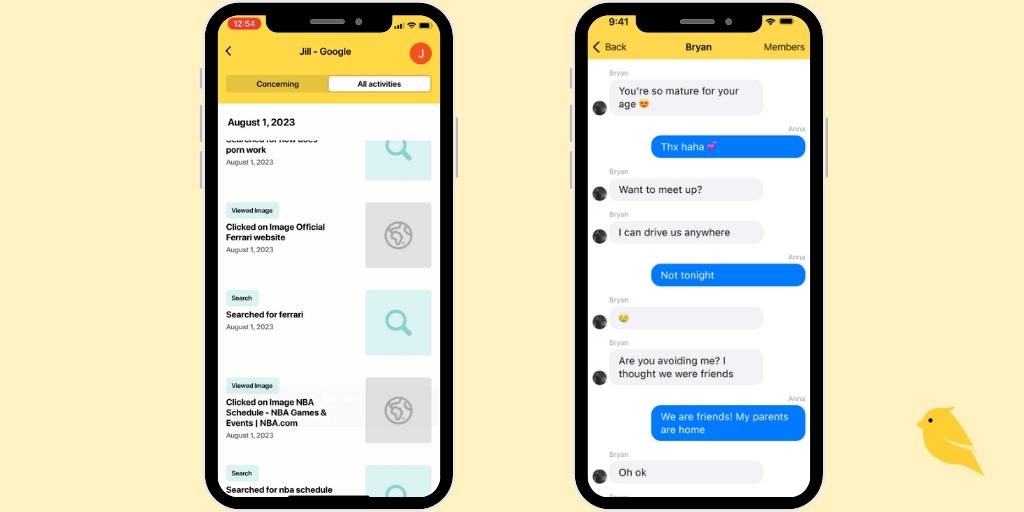 BrightCanary screenshots parental monitoring app for iphone