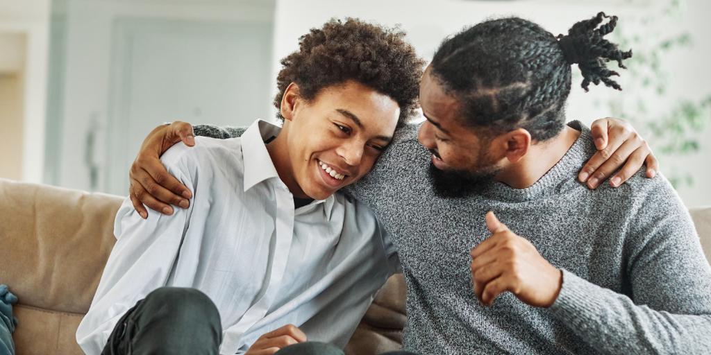 Son and child spending time together